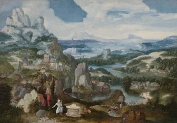 Landskap med den ångerfulle Saint Hieronymus, 1530-40
