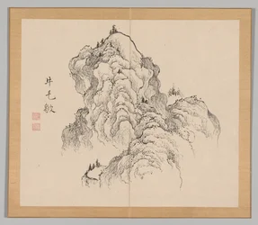 Dubbelalbum av landskapsstudier efter Ikeno Taiga, volym 1 blad 16, 1700-talet.