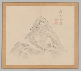 Dubbelalbum av landskapsstudier efter Ikeno Taiga, volym 1 blad 24, 1700-talet.