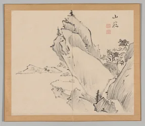 Dubbelalbum av landskapsstudier efter Ikeno Taiga, volym 1 blad 30, 1700-talet.