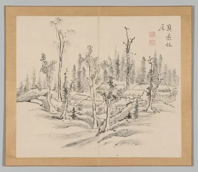 Dubbelalbum av landskapsstudier efter Ikeno Taiga, volym 2 blad 23, 1700-talet.