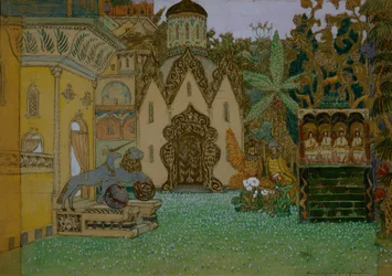 Scenografi för operan The Legend of the Invisible City of Kitezh and the Maiden Fevronia av N. Rimsky-Korsakov, 1907