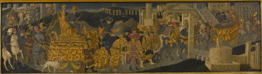 The Triumph of Scipio Africanus (tempera med guld och silver på panelen)