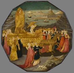 Kyskhetens triumf, cirka 1450-1460 (tempera och bladguld på panel)