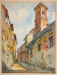 Paul-kyrkan i Modena (akvarell på papper)
