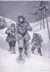 Genom spårlöst avfall till Labrador (Donald Smith), illustration från Cassells Romance of Famous Lives, ca 1940