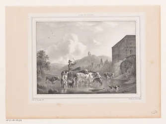 Flock som korsar en flod