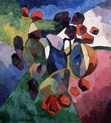 Blå kanna och frukter, 1913