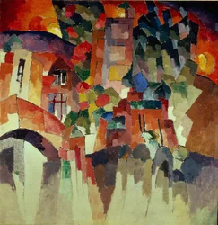 Kislovodsk landskapslandskap med portar, 1913