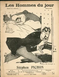 Omslag till "" The Men of the Day"", cirka 1905 - Illustration av Aristide Delannoy (1874-1911): Sovrum - Marianne, Pichon Stephen (1857-1933)
