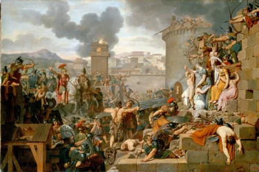 ""Metellus Raising the Siege" (Metellus Raising the Siege) Under belägringen av staden Centobrica arresterar Quintus Caecilius Metellus Macedonicus sina soldater när invånarna avslöjar Rhetogenes barn för att attackera honom. Målad