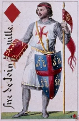 Representation av Jean de Joinville (1225-1317) fransk kolumnist vän och förtrogna med kung Ludvig IX. Detalj av ett spelkort gjort av Gustave Houbigant (1789-1862) 1800-talets Paris B.N.