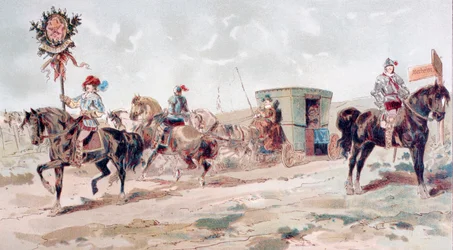 En täckt hästdragen vagn från 1600-talet, 1886