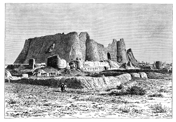 Den förstörda fästningen Veramin, Persien, Iran, 1895.