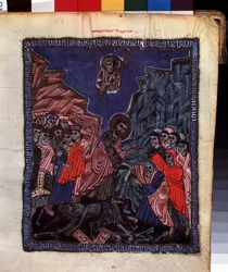 Nedstigningen till helvetet. Belysning av Codex Matenadarans mästare (1200-talet), miniatyr, akvarell på pergament