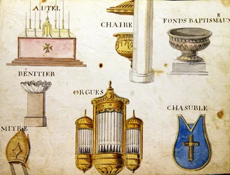 Illustrationer från "A French Alphabet Book of 1814", pub. av Charles Plante Fine Arts