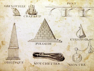 Illustrationer från "A French Alphabet Book of 1814", pub. av Charles Plante Fine Arts