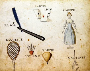Illustrationer från "A French Alphabet Book of 1814", pub. av Charles Plante Fine Arts