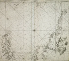 Ett sjökort över Brasilien inbundet i Jacob Coloms "Atlas of werelts-water-deel en des selfs zee-custen