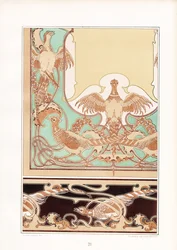 Art Nouveau Ornamentala bårder med fågelmotiv (litografi)