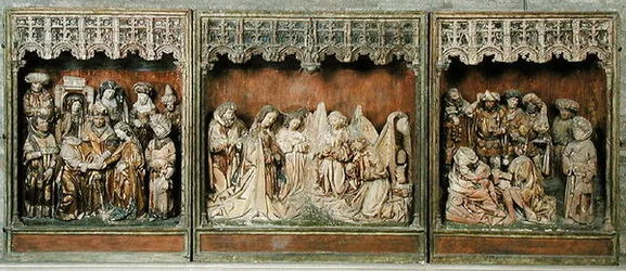 Altartavla, från Kalkar, Nedre Rhen, c.1483 (polykromt trä)