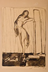 Kvinnlig nakenbild, ca 1910-tal (teckning)