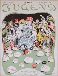 Egg Dance, tecknad film om den första fredskonferensen i Haag, från den tyska tidskriften Jugend, 29 juli 1899
