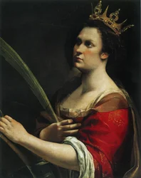 Självporträtt som Saint Catherine of Alexandria, ca. 1618.