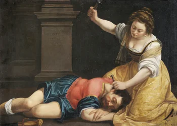 Jael dödar Sisera - Jael och Sisera av Artemisia Gentileschi (1598-1653), cirka 1620 - 86 x 125 - Szépművészeti Múzeum, Budapest