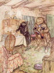 Illustration till The Wind in the Willows av Kenneth Grahame (färglitografi)