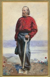 Giuseppe Garibaldi på Capri Island - Oeuvre de Arthur Boyd Houghton (1836-1875) - 1860 - Akvarell på papper - 25,5x18 - Privat samling