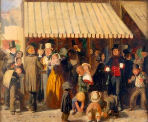 Scen in a Fairground (olja på duk)