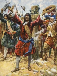 La Salle tar Louisiana i besittning, illustration från "This Country of Ours, The Story of the United States" av H.E. Marshall