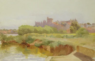 Utsikt över Windsor Castle (olja ombord)