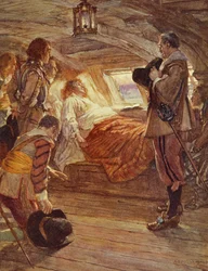 Amiral Blakes död (1599-1657), illustration ur Drakes Drum and Other Songs of the Sea av Henry Newbolt (1862-1938)