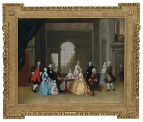 Gruppporträtt av John Offley Crewe och hans familj