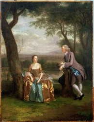 Porträtt av ett par, möjligen Daniel och Mary Swaine från Leverington Hall, Isle of Ely, Cambridgeshire, ca 1753
