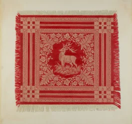 Röd och vit servett (Deer Design)
