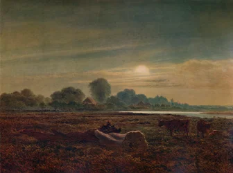 River Scene by Moonlight, with Cattle, 1879, 1935