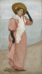 En dam vid havet, (En plötslig vindpust), ca 1895