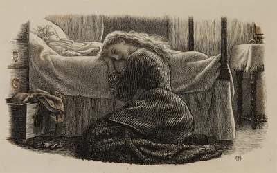 Det yngsta barnets död, ca 1865 (bläck på papper)
