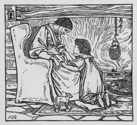 HC Andersen: Flickan som trampade på limpan (litho)