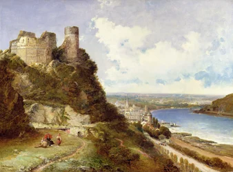 Oberwesel slott och Schonberg Rhen, Tyskland