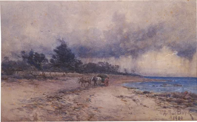 ej benämnd (samla tång före stormen, Sandringham -stranden)