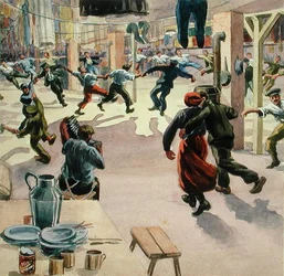 Julafton i Giessen Camp, ca 1916 (akvarell på papper)