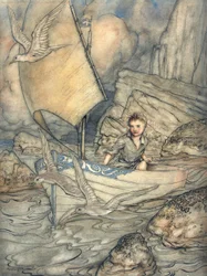 A Childs Future, illustration från The Springtide of Life: Poems of Childhood av Algernon Charles Swinburne, 1918 (penna & bläck och wc på papper)