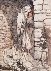 Ack! Kära Falada, där hänger du .. , från Bröderna Grimms sagor, pub. 1909