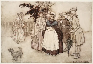 "All stod förvånad.", från Rip Van Winkle av Washington Irving, pub. 1910 (lito i färg)