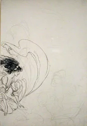 Vid pumpen (penna på papper)