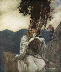 "Brunnhilde kysser ringen som Siegfried har lämnat med henne", 1924.